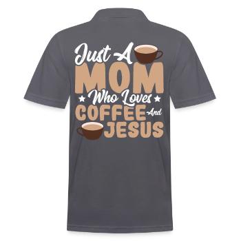 Juste une maman qui aime le café et Jésus - Polo Homme - charbon - Dos - Nico (186cm)