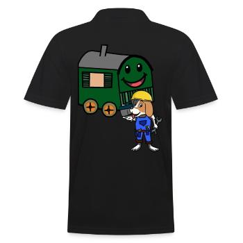 Bauwagen Handwerker Handwerk Zimmermann Hütte - Männer Poloshirt - Schwarz - Hinten - Kai (181cm)