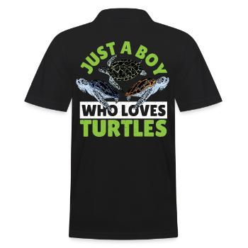 Just A Boy Who Loves Turtles Ocean Animal Sea - Männer Poloshirt - Schwarz - Hinten - Kai (181cm)