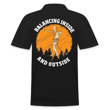 Balancing Inside and Outside Slackline Yoga Slack - Männer Poloshirt - Schwarz - Hinten - Kai (181cm)