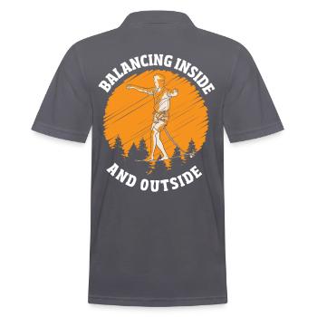 Balancing Inside and Outside Slackline Yoga Slack - Men's Polo Shirt - charcoal grey - Back - Nico (186cm)