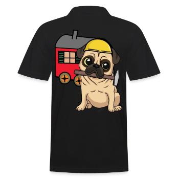 Construction Site Craftsman Dog Pug Construction Trailer Craft - Men's Polo Shirt - black - Back - Kai (181cm)