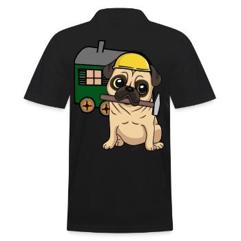 Construction Site Craftsman Dog Pug Construction Truck Job Hammer - Men's Polo Shirt - black - Back - Kai (181cm)