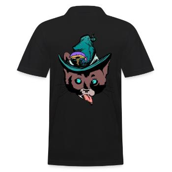 Katzenkopf Katze naschen hungrig Märchen Kind - Männer Poloshirt - Schwarz - Hinten - Kai (181cm)