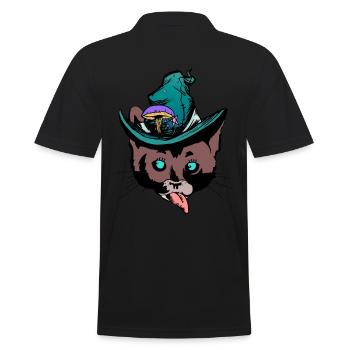 Katzenkopf freche Katze Zauberer naschen Fantasy - Männer Poloshirt - Schwarz - Hinten - Kai (181cm)