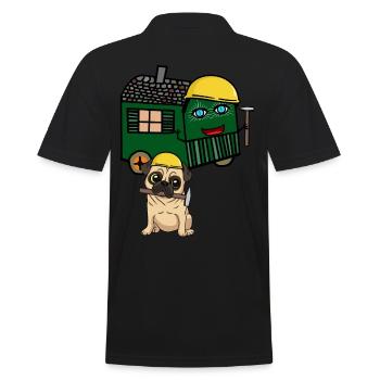 Mops Bauherr Hausbau bauen Bauwagen Hammer - Männer Poloshirt - Schwarz - Hinten - Kai (181cm)