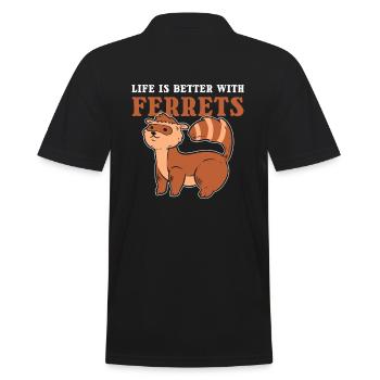 Life is Better with Ferrets Pet Ferret Lover - Männer Poloshirt - Schwarz - Hinten - Kai (181cm)