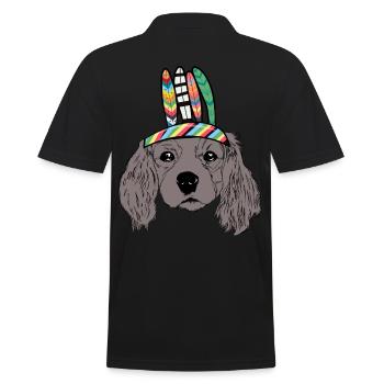 Hundekopf indianisch Kinder Hund Hunde - Männer Poloshirt - Schwarz - Hinten - Kai (181cm)