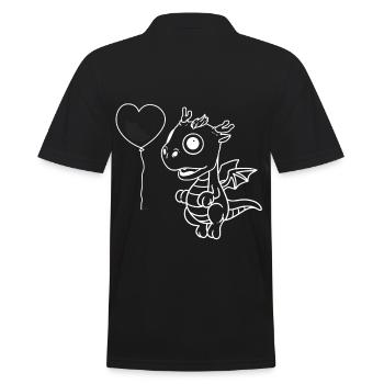 Baby Herz Luftballon Drachen Fabeltiere Fantasy - Männer Poloshirt - Schwarz - Hinten - Kai (181cm)