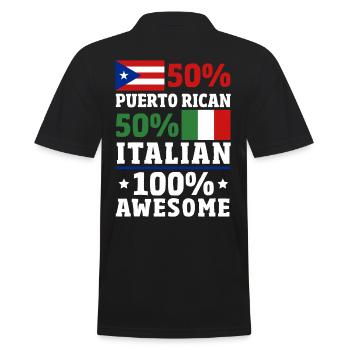 Puerto Rican Italian 100% Awesome Puerto Rico - Men's Polo Shirt - black - Back - Kai (181cm)