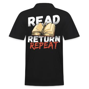 Read Return Repeat Librarian Library Book Lover - Men's Polo Shirt - black - Back - Kai (181cm)