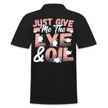 Just Give Me The Lye & Oil Soap Making Soap - Men's Polo Shirt - black - Back - Kai (181cm)