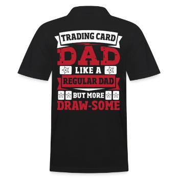 Trading Card Dad Like A Regular Dad But More - Männer Poloshirt - Schwarz - Hinten - Kai (181cm)