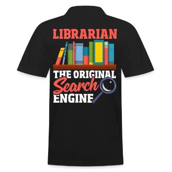 Librarian The Original Search Engine Book Lover - Men's Polo Shirt - black - Back - Kai (181cm)