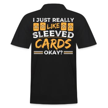 I Just Really Like Sleeved Cards Okay? Trading - Männer Poloshirt - Schwarz - Hinten - Kai (181cm)