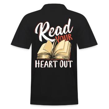 Read Your Heart Out Librarian Library Book Lover - Men's Polo Shirt - black - Back - Kai (181cm)