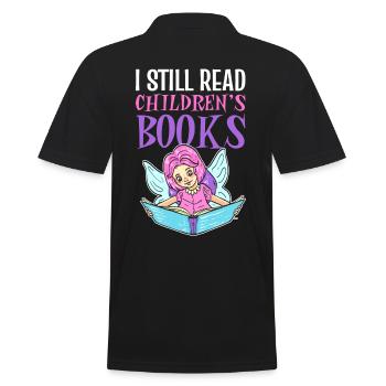 I Still Read Children's Books Librarian Book Lover - Men's Polo Shirt - black - Back - Kai (181cm)