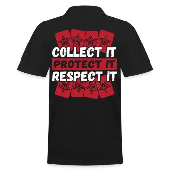 Collectez-le Protégez-le Respectez-le Carte à collectionner - Polo Homme - noir - Dos - Kai (181cm)