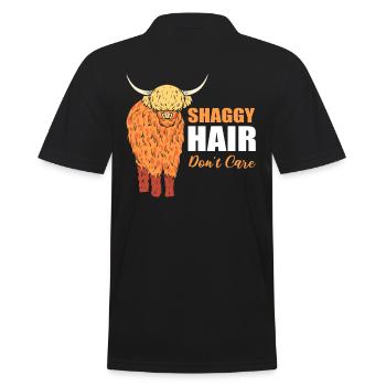Shaggy Hair Don't Care Highland Cattle Breeder - Men's Polo Shirt - black - Back - Kai (181cm)