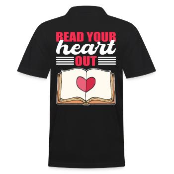 Read Your Heart Out Librarian Library Book Lover - Men's Polo Shirt - black - Back - Kai (181cm)