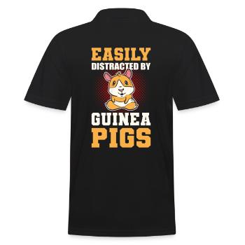 Easily Distracted By Guinea Pigs Guinea Pig - Männer Poloshirt - Schwarz - Hinten - Kai (181cm)