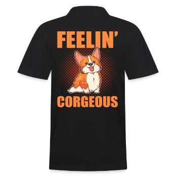 Feelin' Corgeous Welsh Corgi Dog - Männer Poloshirt - Schwarz - Hinten - Kai (181cm)