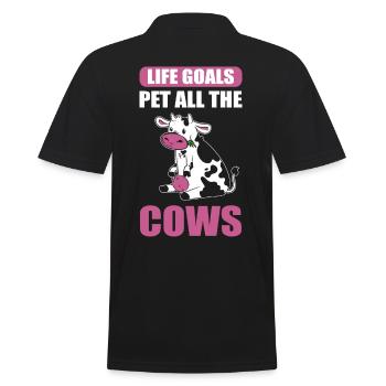 Life Goals Pet All The Cows Moo Cow Farmer - Männer Poloshirt - Schwarz - Hinten - Kai (181cm)