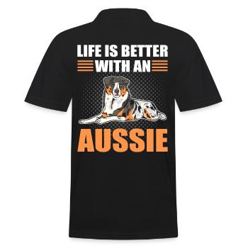 Life Is Better With an Aussie Australian Cattle - Men's Polo Shirt - black - Back - Kai (181cm)