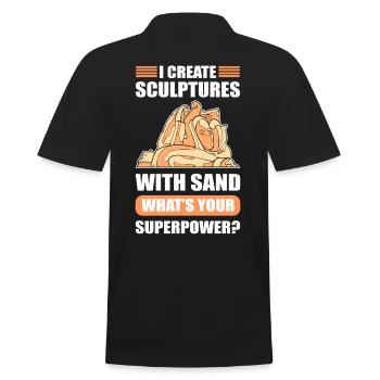 I create Sculptures with Sand Superpower? Sand - Männer Poloshirt - Schwarz - Hinten - Kai (181cm)