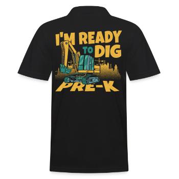 Je suis prêt à creuser un travailleur de la construction pré-K de retour - Polo Homme - noir - Dos - Kai (181cm)