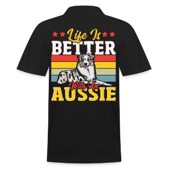Life Is Better With an Aussie Australian Cattle - Men's Polo Shirt - black - Back - Kai (181cm)