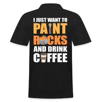 Je veux juste peindre des roches et boire du café rock - Polo Homme - noir - Dos - Kai (181cm)
