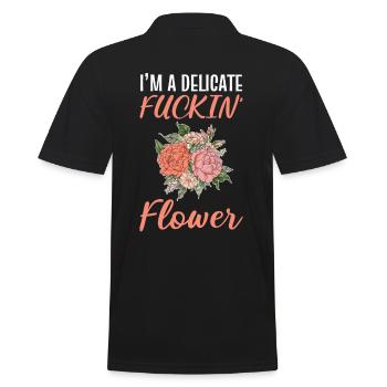 I’m a Delicate F-King Flower Florist Floral - Männer Poloshirt - Schwarz - Hinten - Kai (181cm)