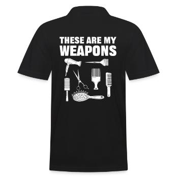 These Are My Weapons Hairdresser Scissors - Männer Poloshirt - Schwarz - Hinten - Kai (181cm)