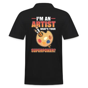I’m an Artist What’s Your Superpower Drawing - Männer Poloshirt - Schwarz - Hinten - Kai (181cm)