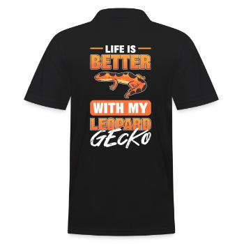 Life Is Better With My Leopard Gecko Lizard - Männer Poloshirt - Schwarz - Hinten - Kai (181cm)