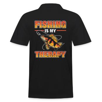 Fishing Is My Therapy Fish Hunting - Men's Polo Shirt - black - Back - Kai (181cm)