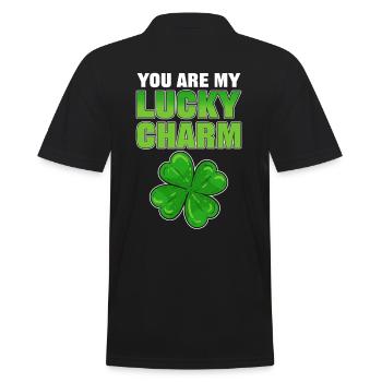 You Are My Lucky Charm St. Patrick's Day Shamrock - Men's Polo Shirt - black - Back - Kai (181cm)
