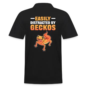 Easily Distracted By Geckos Reptile Lizard Gecko - Männer Poloshirt - Schwarz - Hinten - Kai (181cm)