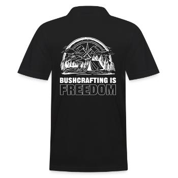 Bushcrafting is Freedom Bushcrafter Natural - Männer Poloshirt - Schwarz - Hinten - Kai (181cm)