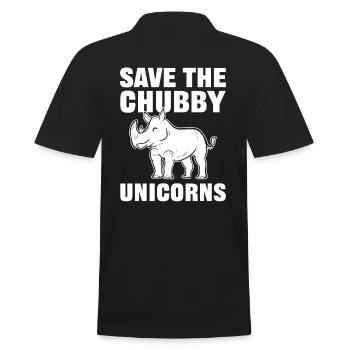 Save The Chubby Unicorns Rhinoceros Rhino - Männer Poloshirt - Schwarz - Hinten - Kai (181cm)