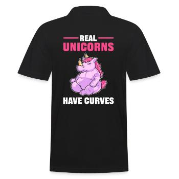Real Unicorns Have Curves Rhino Rhinoceros - Männer Poloshirt - Schwarz - Hinten - Kai (181cm)
