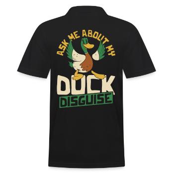 Ask Me About My Duck Disguise Duck Lover Rubber - Männer Poloshirt - Schwarz - Hinten - Kai (181cm)