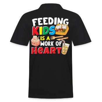 Feeding Kids Is A Work Of Heart Cafeteria Worker - Men's Polo Shirt - black - Back - Kai (181cm)