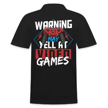 Warning May Yell At Video Games Gamer Gaming - Männer Poloshirt - Schwarz - Hinten - Kai (181cm)