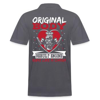 Original Body Rebuilt Engine Runs Like A Charm - Men's Polo Shirt - charcoal grey - Back - Nico (186cm)