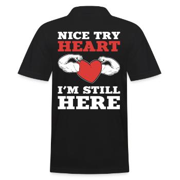 Nice Try Heart I'm Still Here Heart Surgery - Men's Polo Shirt - black - Back - Kai (181cm)