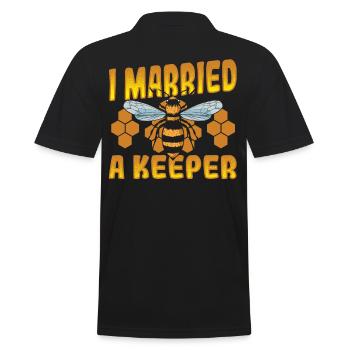 I Married A Keeper Beekeeping Beekeeper - Men's Polo Shirt - black - Back - Kai (181cm)