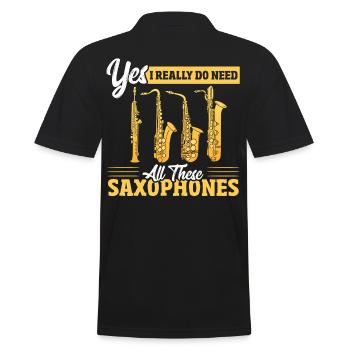 Saxophone Saxophones Jazz Player Marching Band Sym - Männer Poloshirt - Schwarz - Hinten - Kai (181cm)