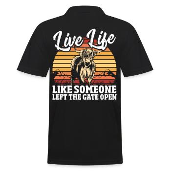 Live Life Like Someone Left The Gate Open - Men's Polo Shirt - black - Back - Kai (181cm)